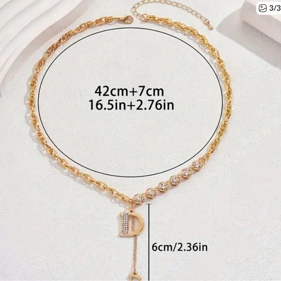 Initial Necklace Letter D Fashion Zirconia Necklace - Picture 3 of 3